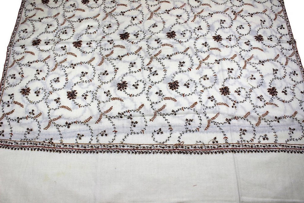 Miniature : Châle Laine Cachemire Sozni Jaal - Floral N4
