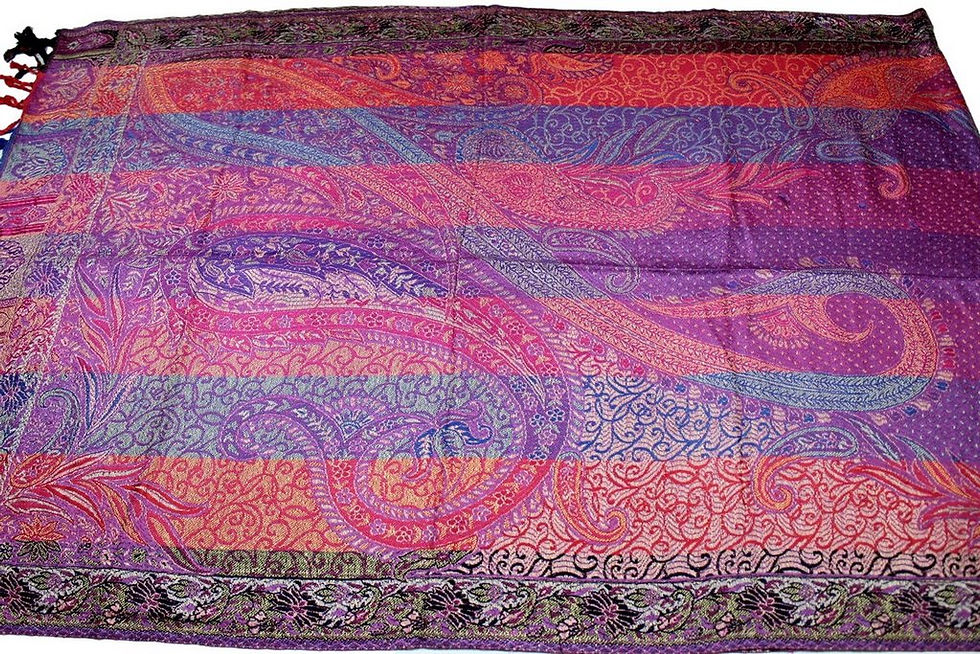 Miniature : Étole Viscose Motif Cachemire Réversible Rayée N7