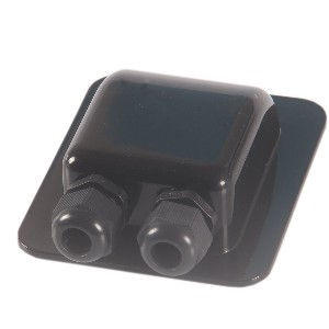 Thumbnail: smooth rounded waterproof double cable gland in black