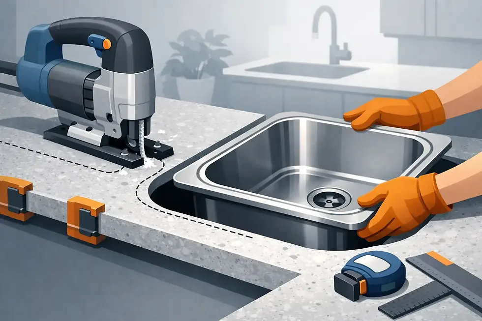 Sink Cut Out in Stone Benchtop Done Right