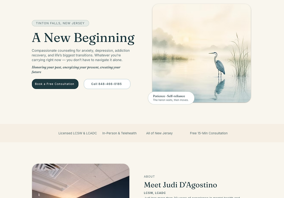 Blue Heron Therapy website homepage designed by House of Marketing