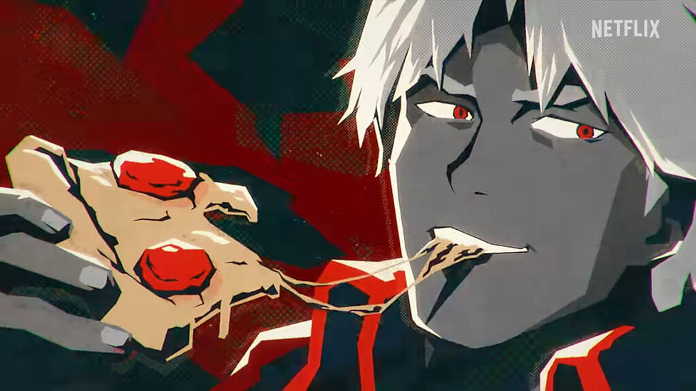 Dante comiendo una pizza
