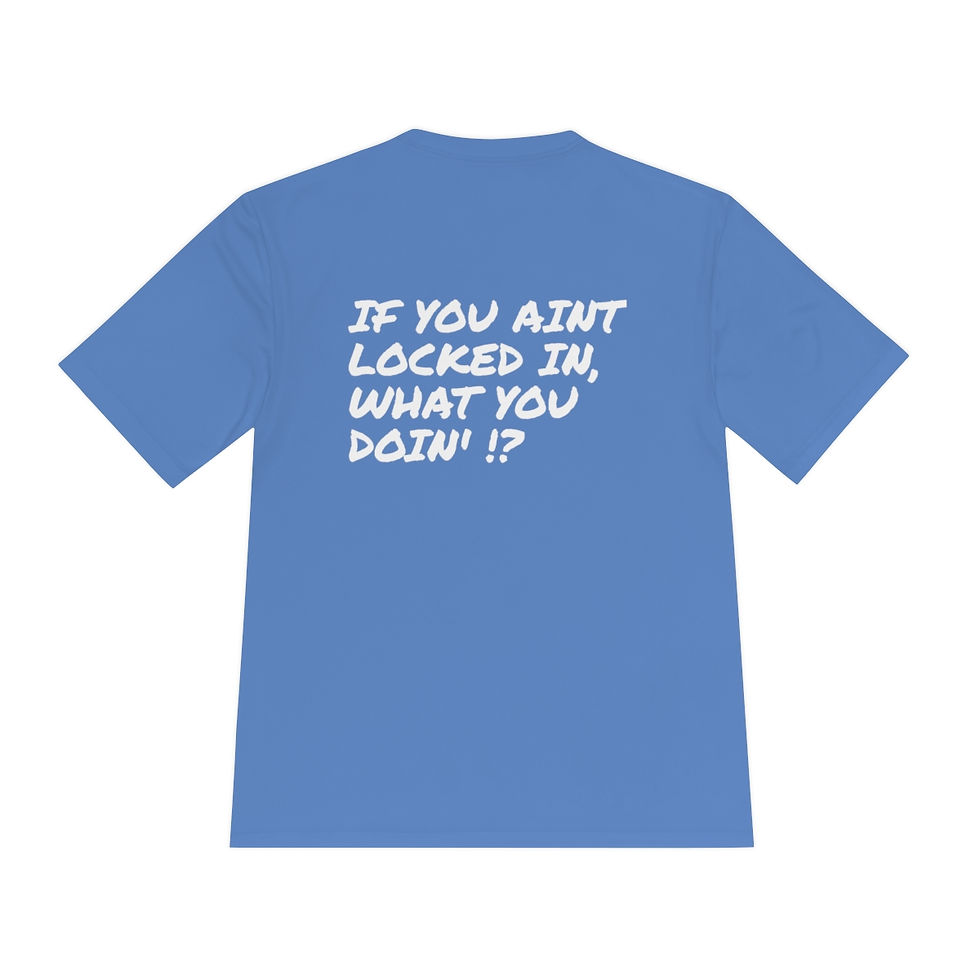 Thumbnail: Men's "If You Ain't Locked in, What You Doin' !?" Center Logo Workout Tee