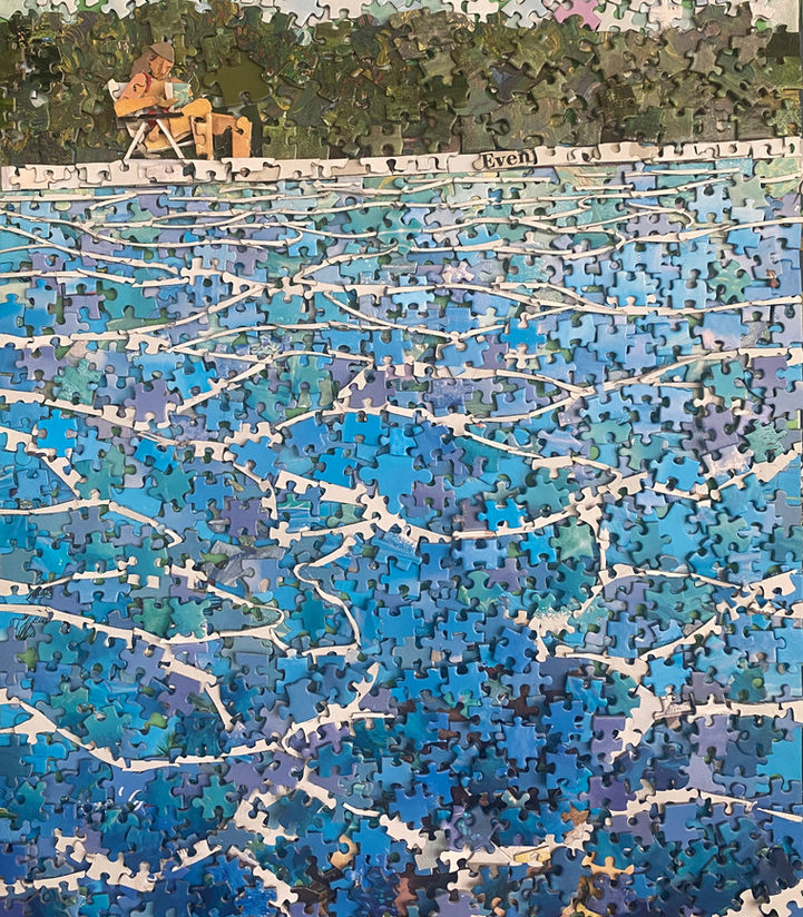 Meredith Maher Pool Party Puzzle Art Art Made from Puzzle pieces Artist Tiktok