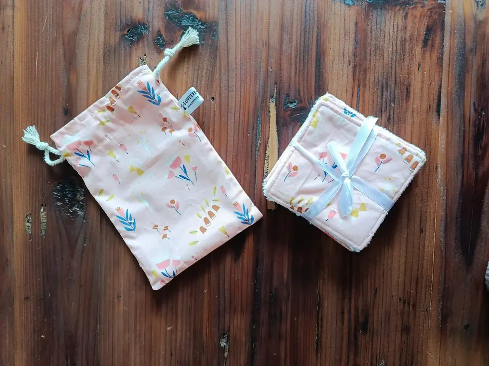 Miniature : Lot de 10 lingettes lavables + sac en coton assorti, lingettes bébés, lingettes 