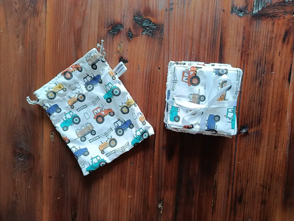 Miniature : Lot de 10 lingettes lavables + sac en coton assorti, lingettes bébés, lingettes 