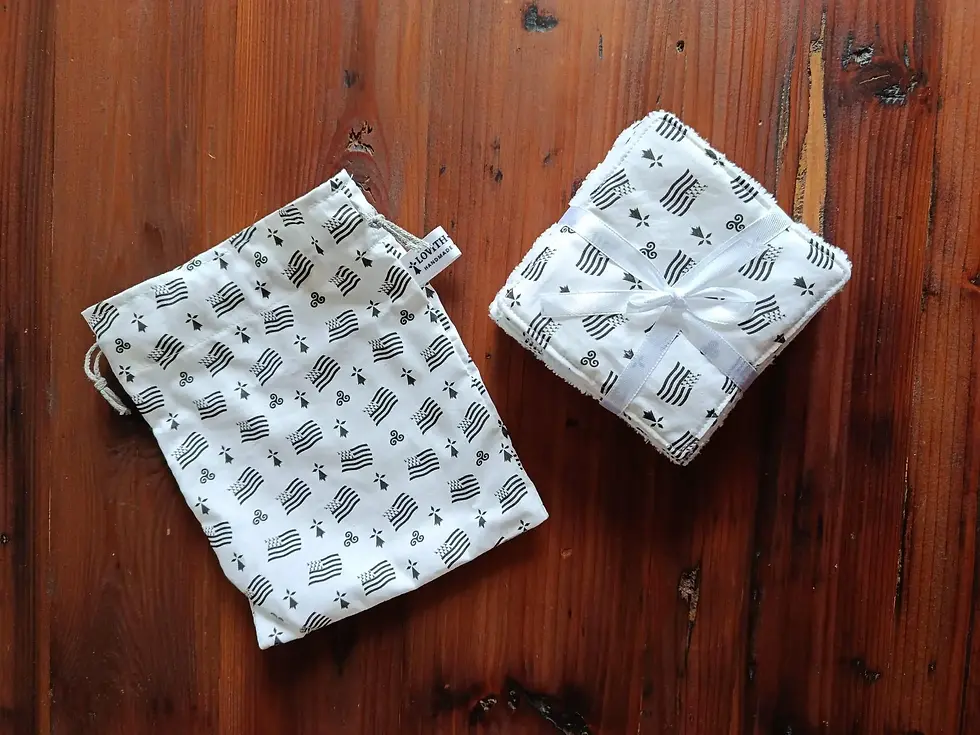 Miniature : Lot de 10 lingettes lavables + sac en coton assorti, lingettes bébés, lingettes 