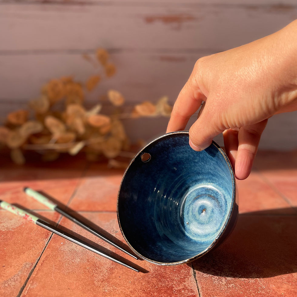 Miniature : bol à riz bleu nuit et ses baguettes