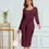 Thumbnail: Women's Long Sleeve Tie Split Pit Stripe Midi Dresses