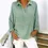 Thumbnail: Women's Solid Color Casual Loose Long Sleeve V-neck Shirt