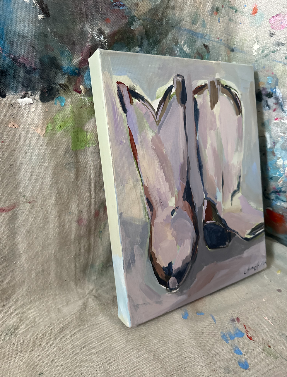 Thumbnail: Boots in Lavendar on 11x14x1 canvas