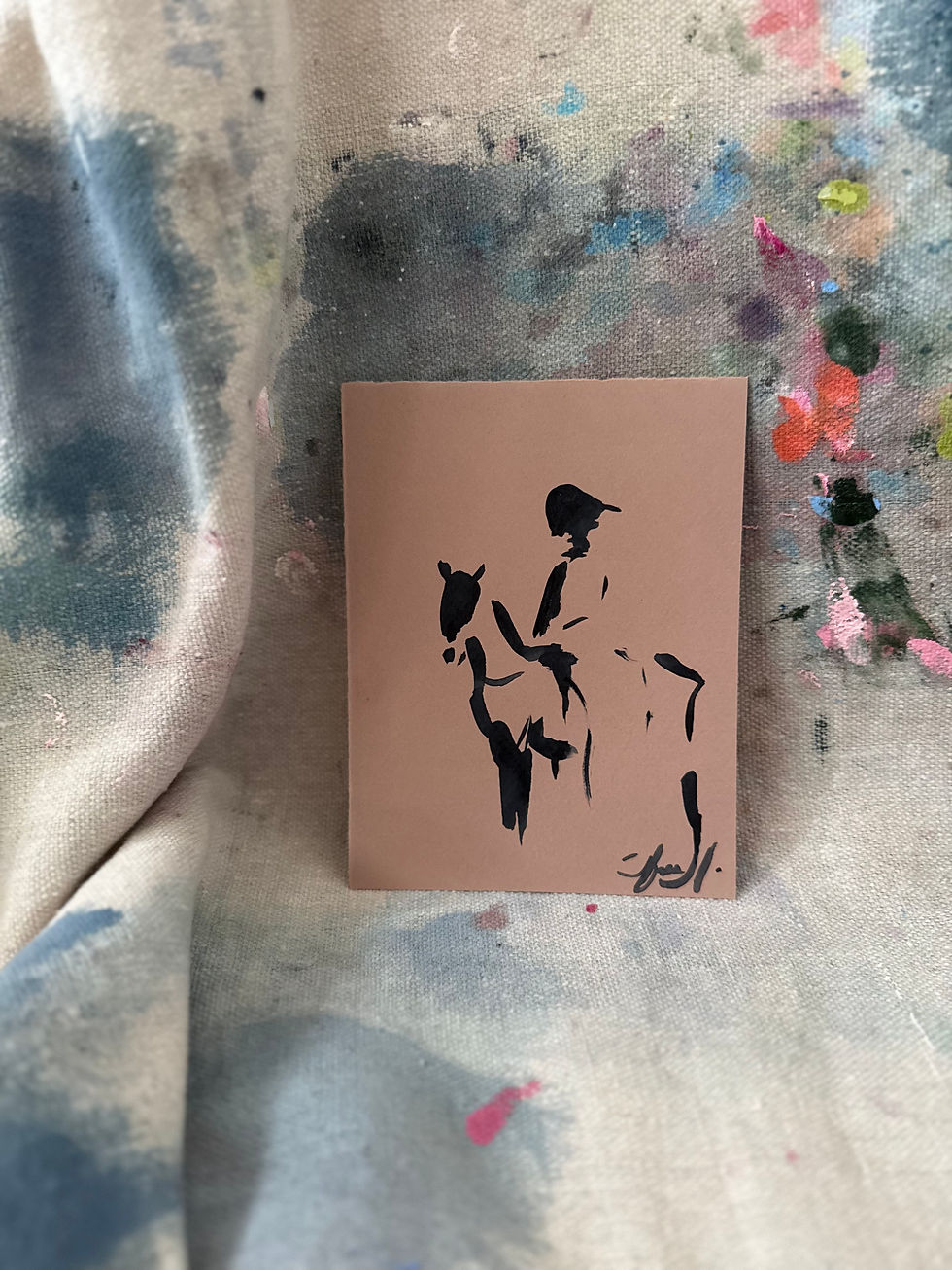 Thumbnail: Lonesome Rider - mini watercolor study on 5x6.5 paper