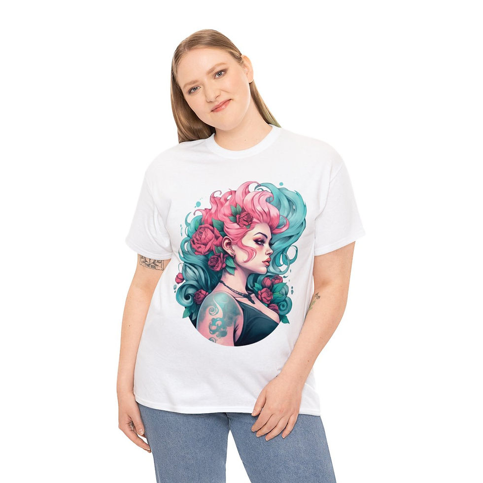 Thumbnail: "Tattoed Pinup" Unisex Heavy Cotton Tee