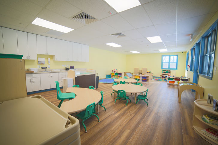 Interior childcare classroom after construction in Wilmington, Delaware