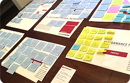 A photo of card sorting in the initial phases of UX