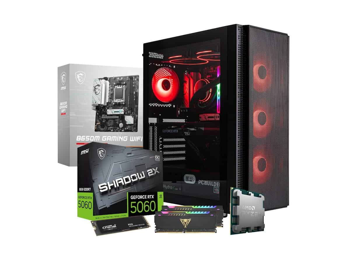 PCBuilder SPECIALIST Gaming Desktop – Ryzen 5, 32GB RAM, 1TB SSD, Win 11 Homec