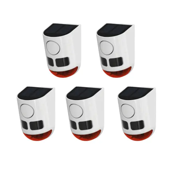**Pack of 5** Advanced PIR Outdoor Solar Alarm with Remote Control-white