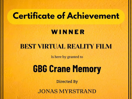 January Fourth Week Winners !!! GBG Crane Memory Bagged Best Virtual Reality Film !!! Congratulation !!!