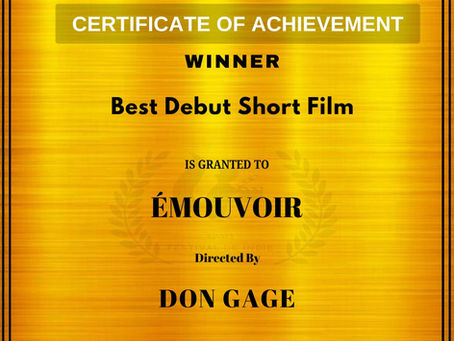 Emouvoir won Best Debut Short Film Award !!! Congratulations !!!