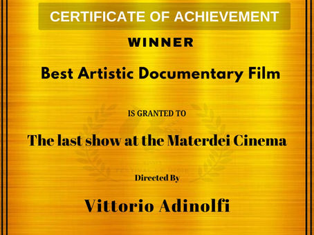 The last show at the Materdei Cinema won Best Artistic Documentary Film Award !!! Congratulations !!!