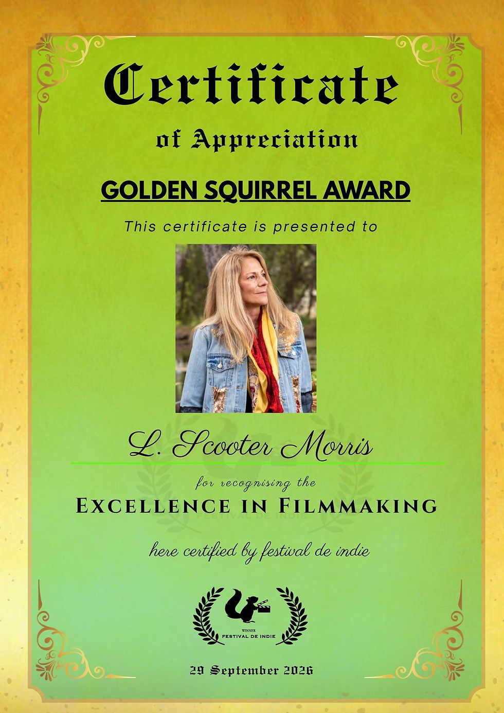 Congratulations !!! L Scooter Morris Won Golden Squirrel Award !!!
