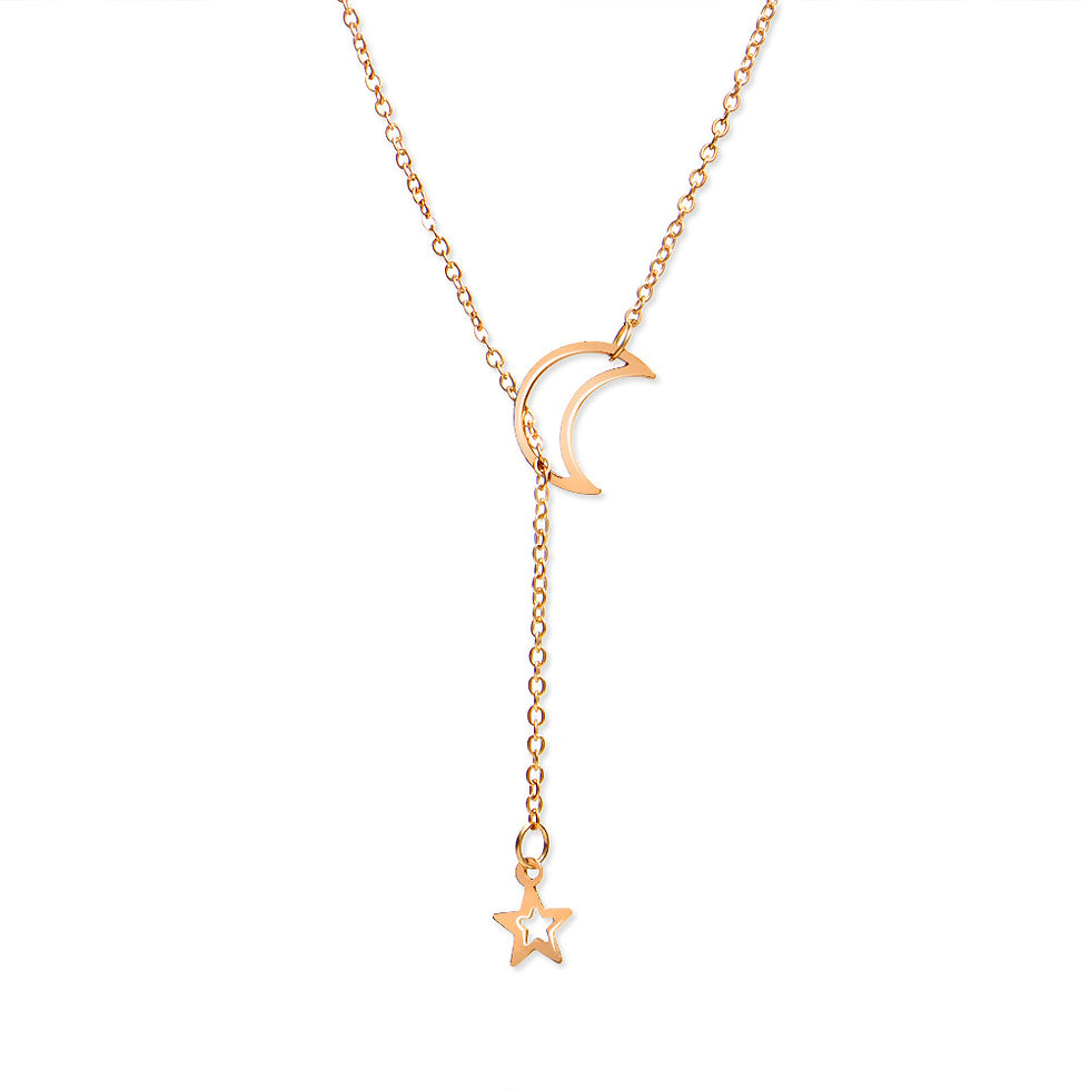Thumbnail: New Simple Moon Star Pendant Choker Necklace Simple Gold Color Alloy Charm Chain