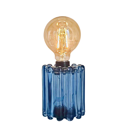 Ribbed Glass Lamp with Timer Royal Blue Vybrant Home Decor