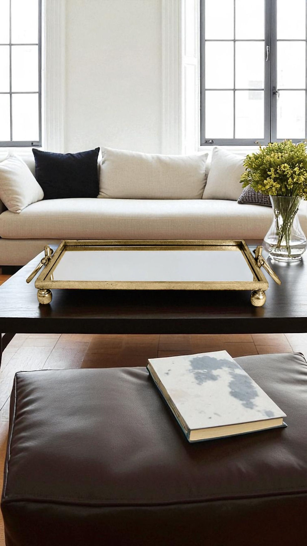 Antique Gold Mirrored Iron Tray - medium