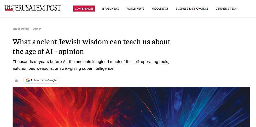 Ancient Wisdom for a Modern Challenge: What Jewish Thought Offers the Age of AI