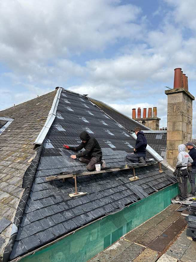 Roofers at work