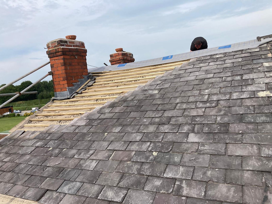 Slate roof installation