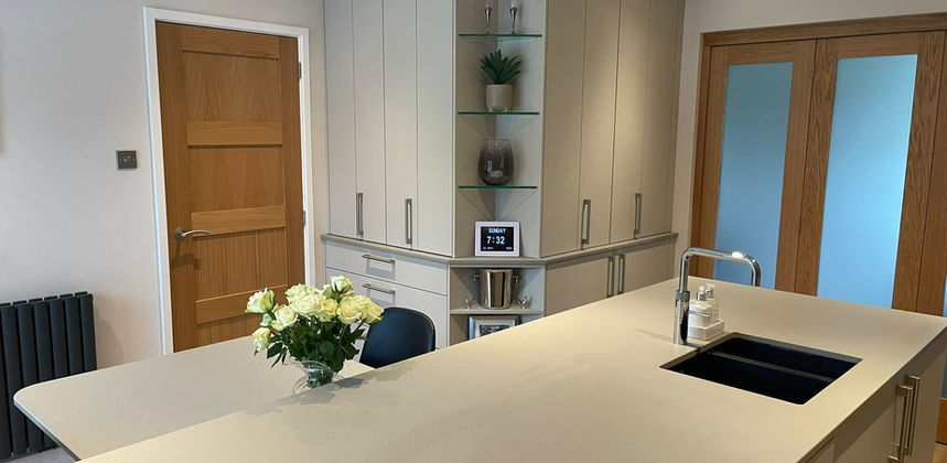 white kitchen island installation
