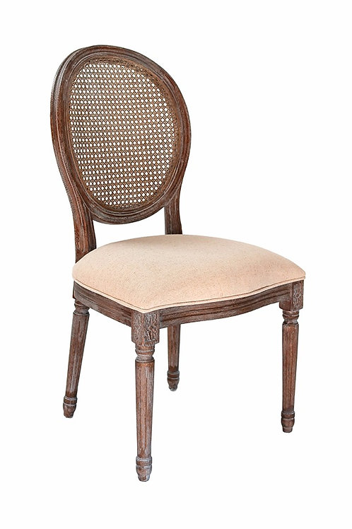 Louis XIV Oak Wood Rattan Chair | apreventrentals