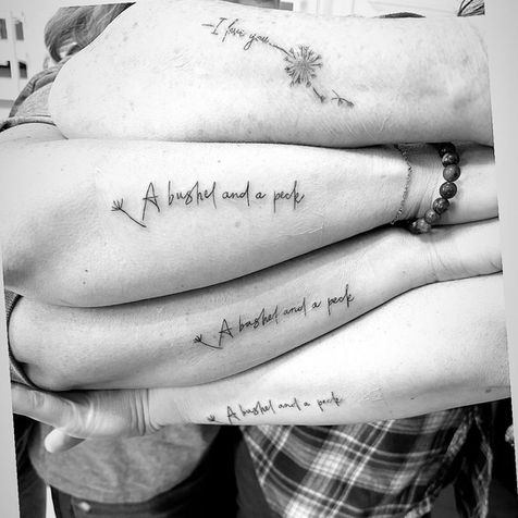"A Bushel and a Peck" Script Tattoos