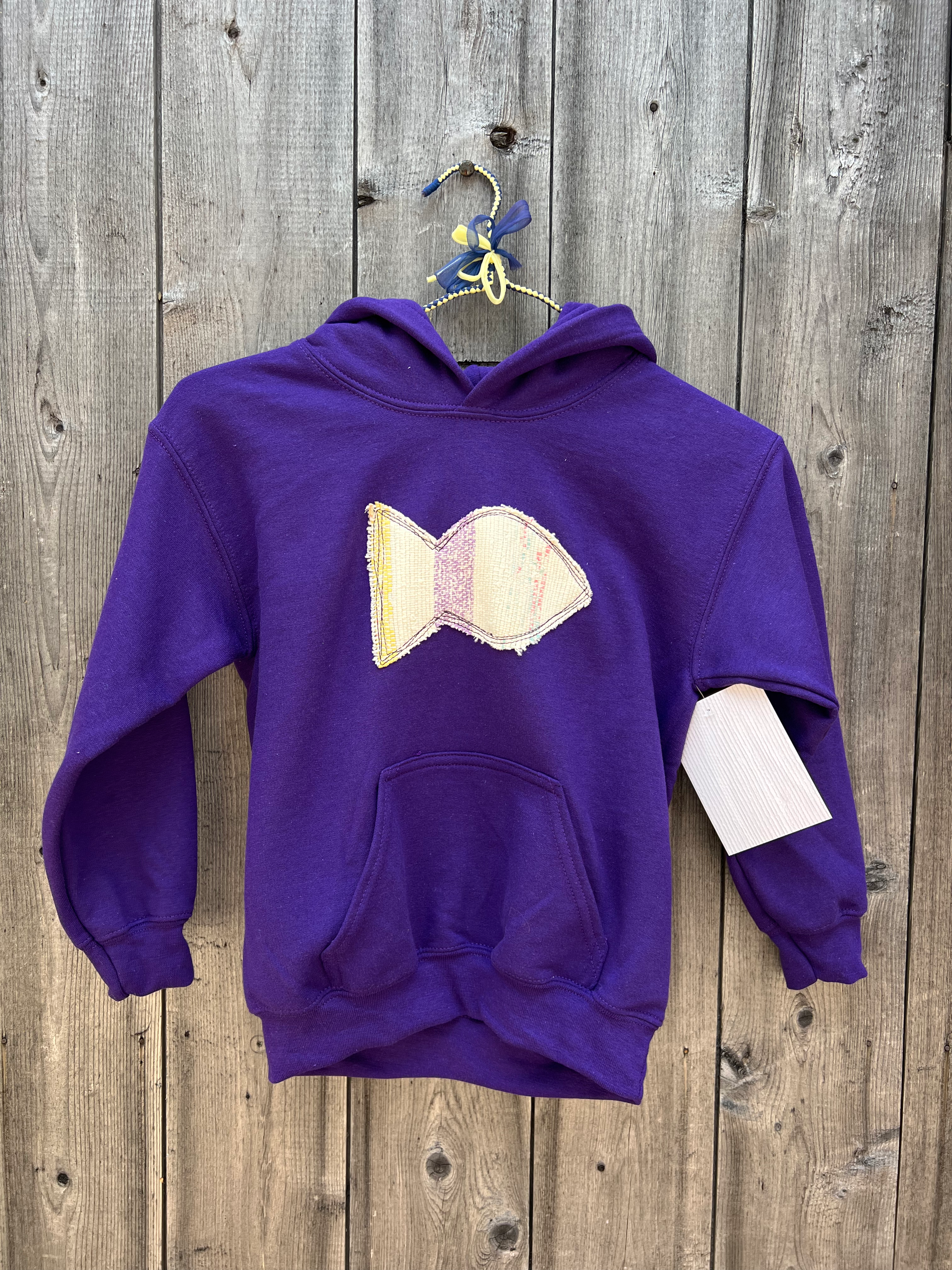 Coton ouaté violet pour enfant avec poisson en catalogne