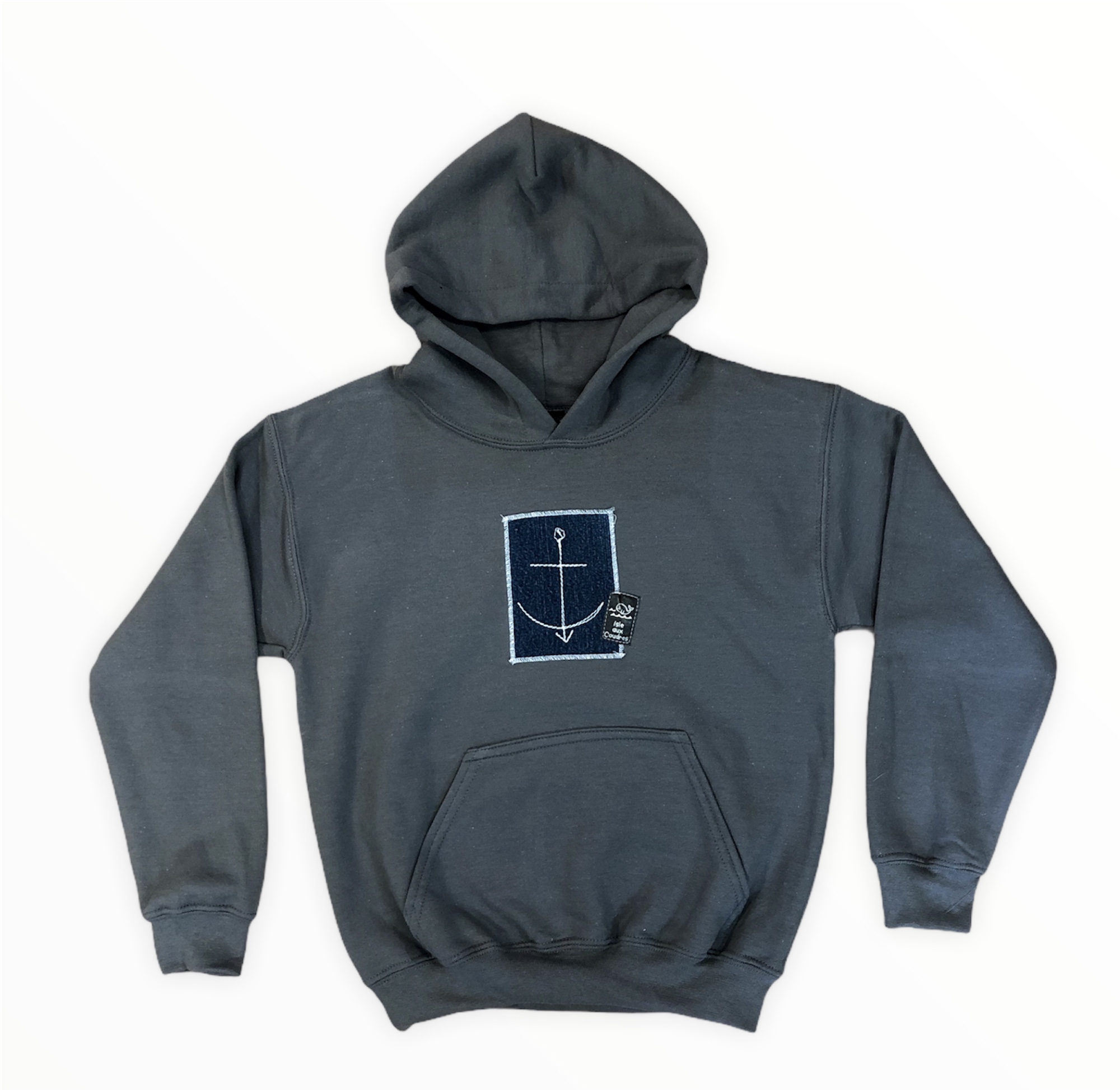 Coton ouaté gris enfant avec ancre