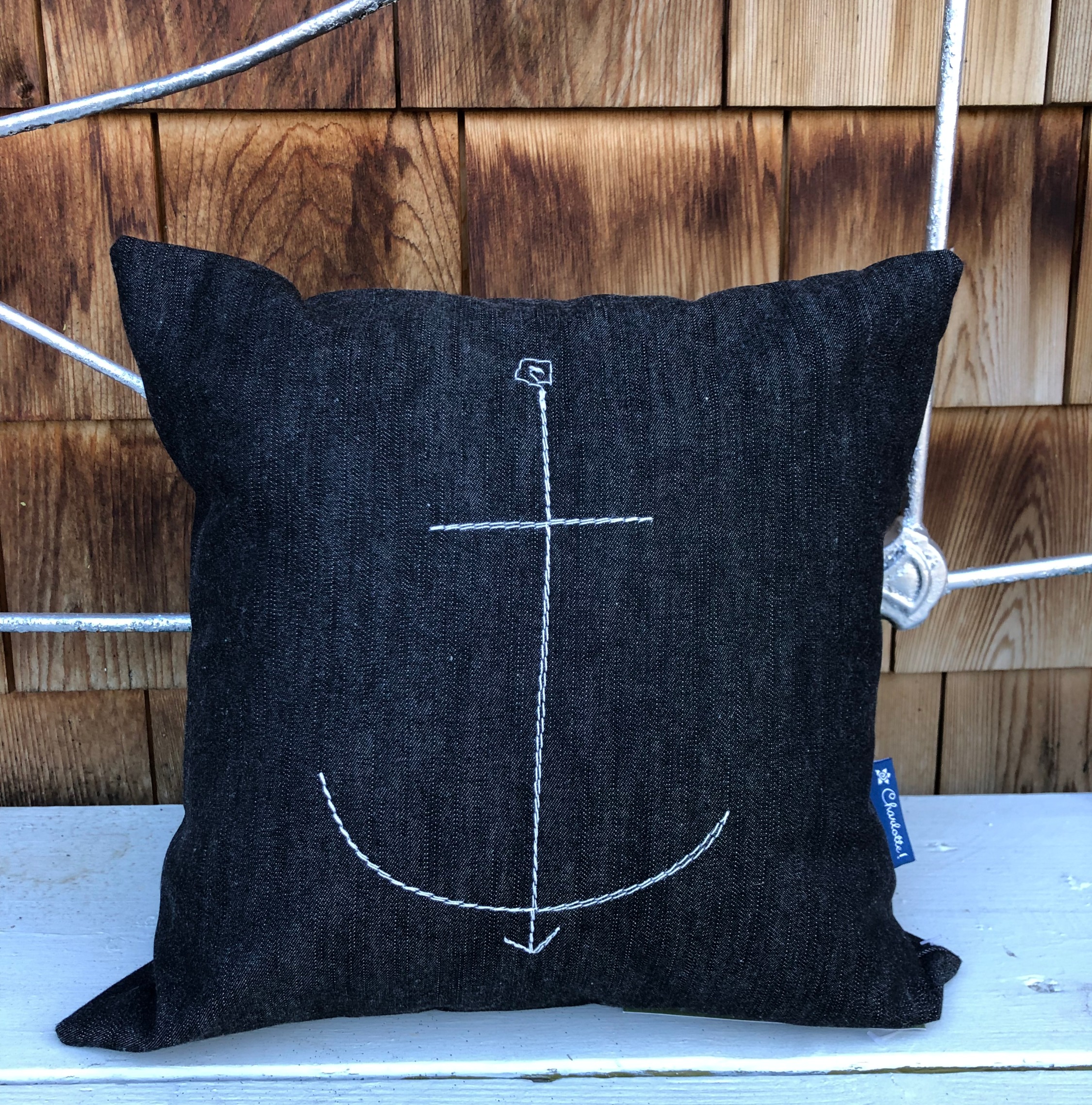 Housse de coussin avec ancre