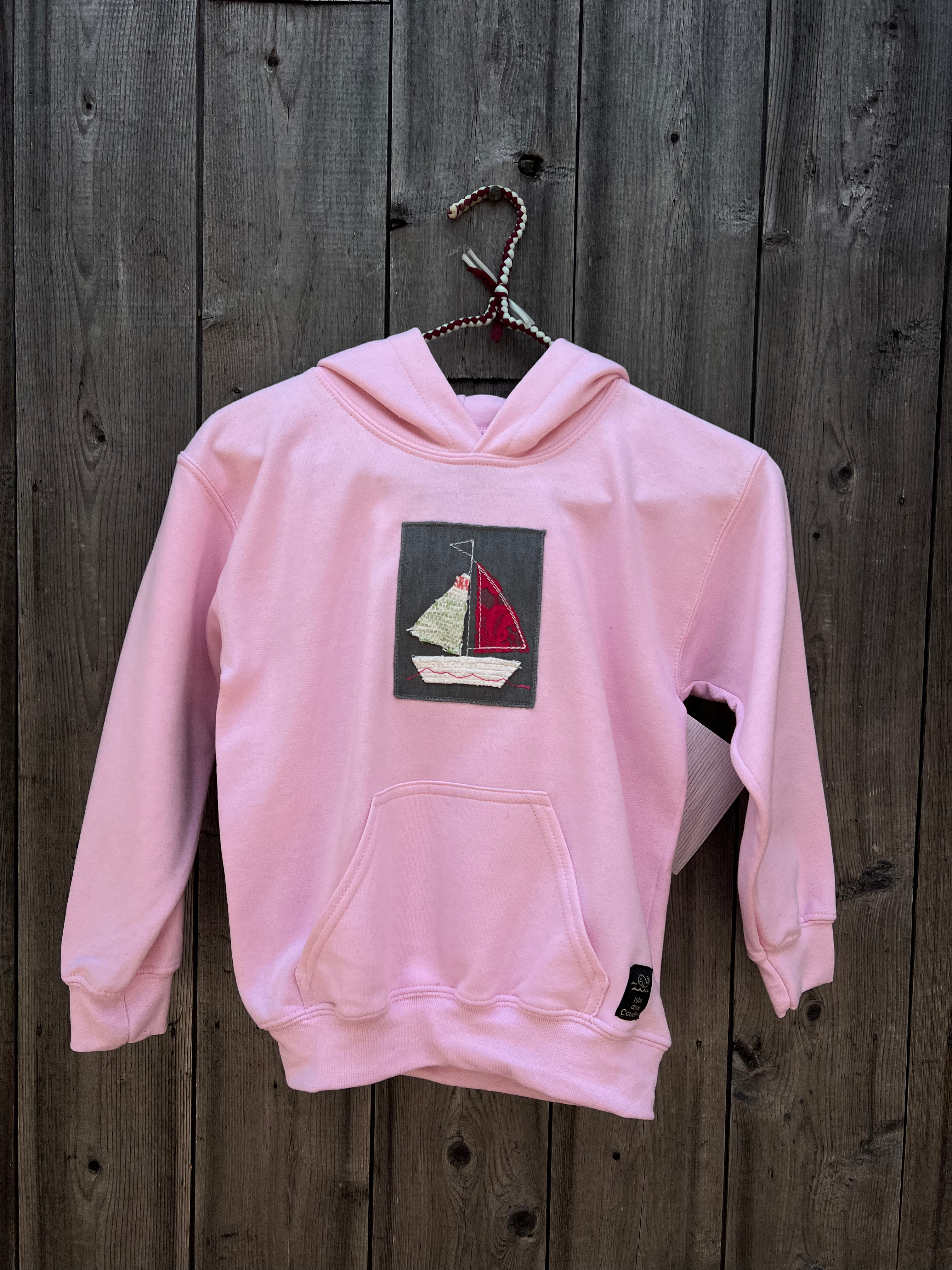 Coton ouaté enfant Rose avec voilier en catalogne
