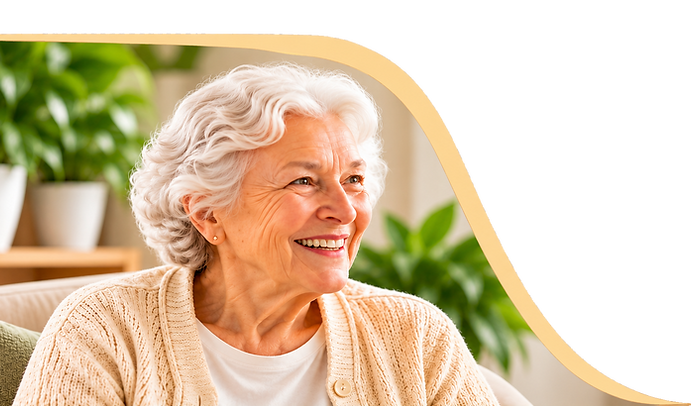 Smiling Elderly Woman in Curved Beige Frame (1).png