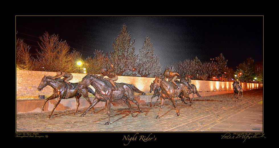 Night Riders 18x34 Kentucky fine art cityscape and street scene print