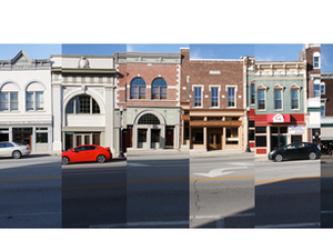 Historic Richmond storefronts before digital reconstruction in Kentucky