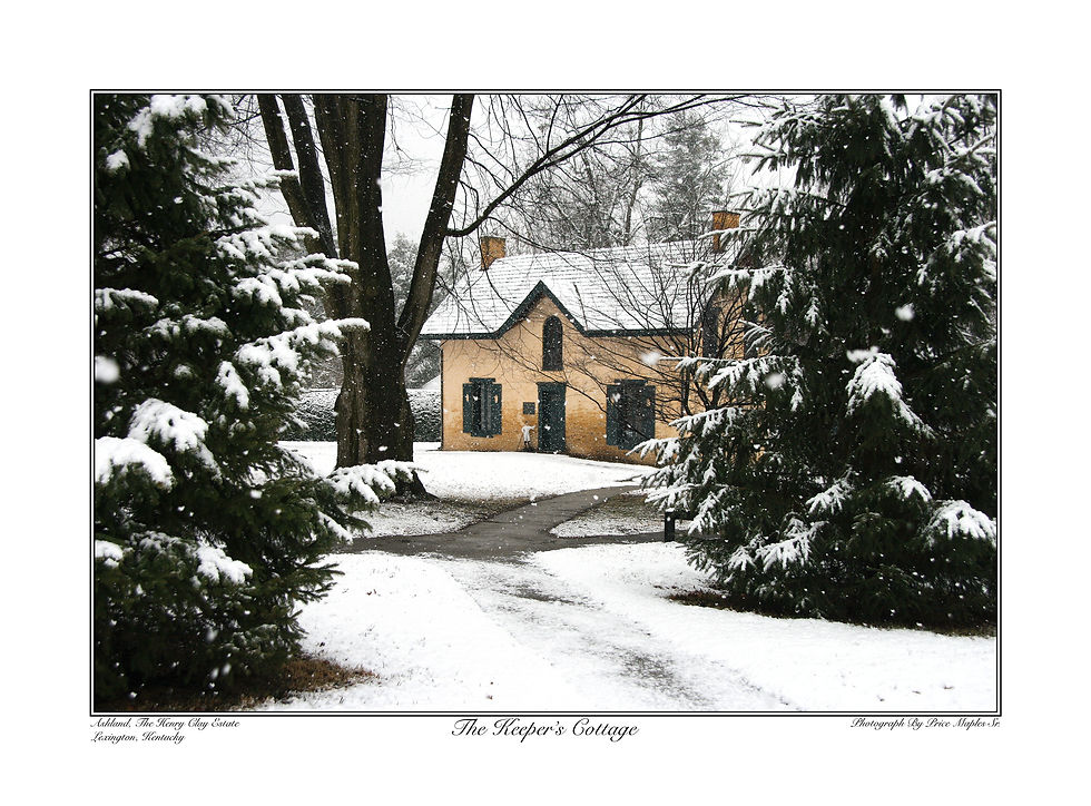 The Keeper's Cottage 17x23 Kentucky winter fine art landscape print of The Keeper's Cottage at The Henry Clay Estate
