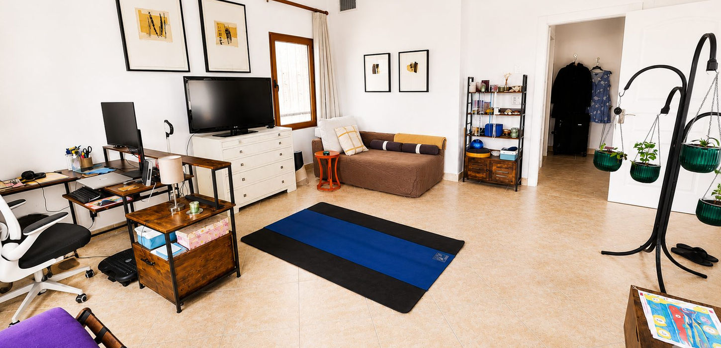 Spacious home office and media room inside a luxury penthouse residence for sale in Porto Cupecoy, St. Maarten.