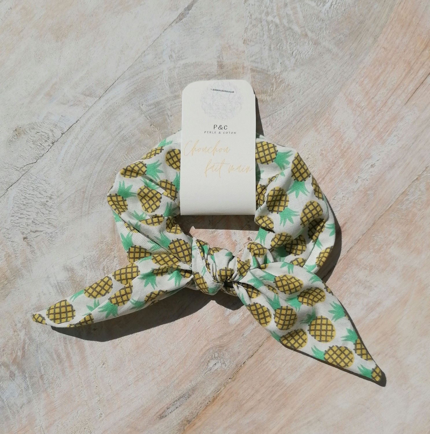 Chouchou avec noeud - Motif "Ananas"