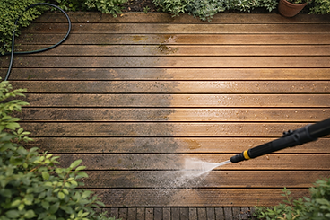 Decking - Cleaning in progress
