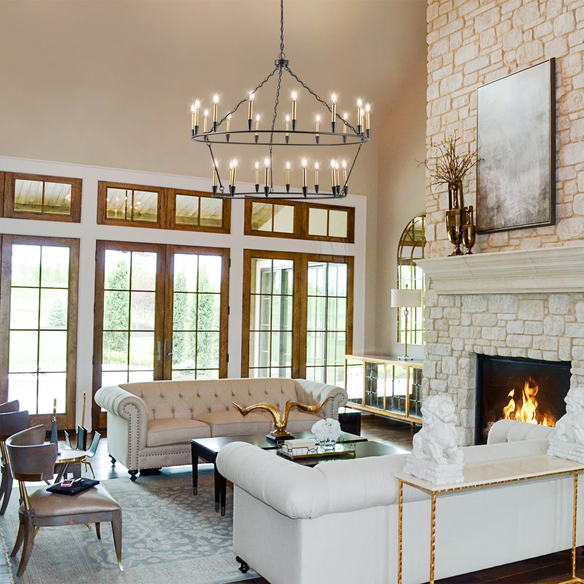 Beckley+27+-+Light+Dimmable+Wagon+Wheel+Chandelier+Modern+Farmhouse+Chandelier+Candle+Chan