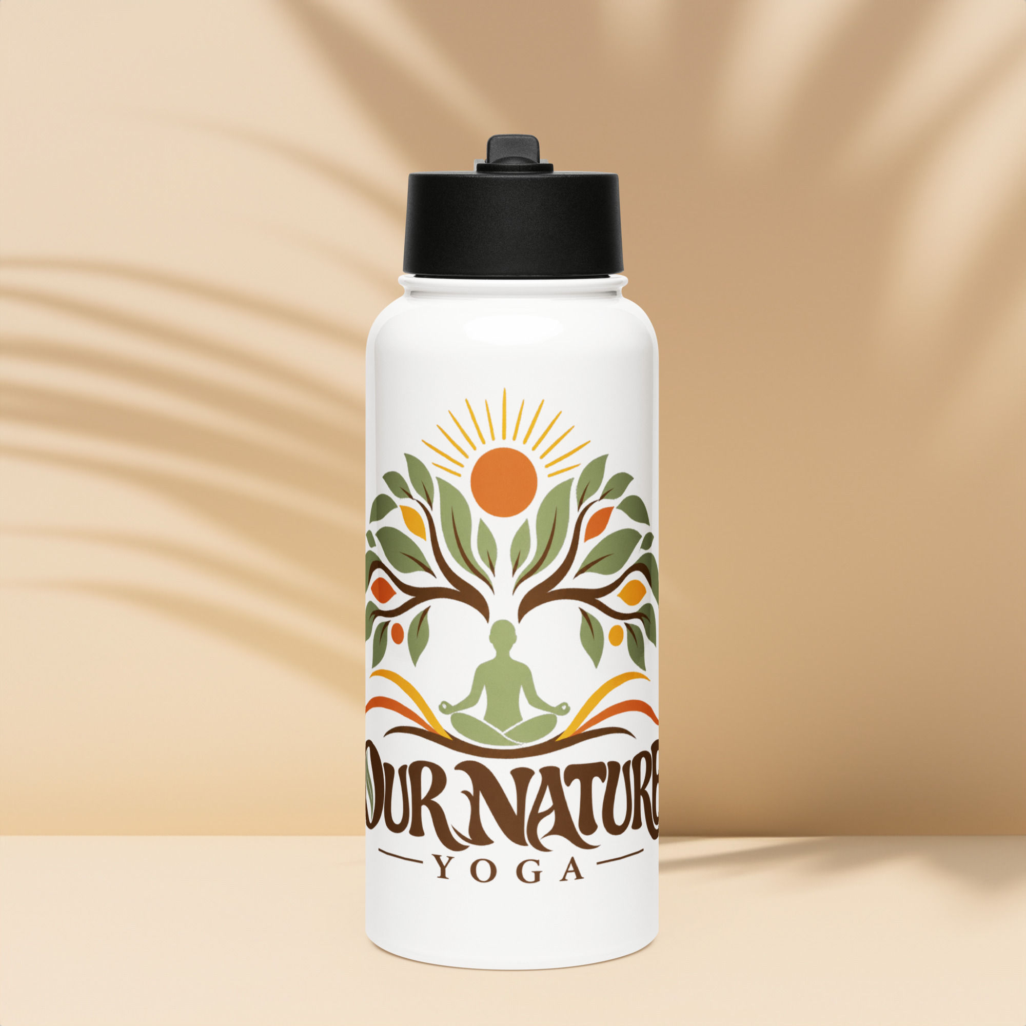 Our Nature Stainless steel water bottle with a straw lid