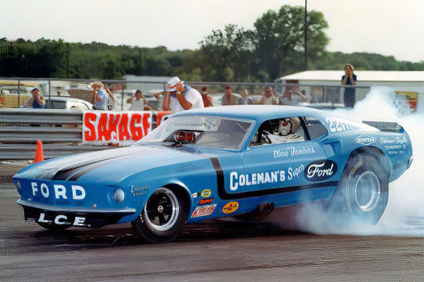 Blue Ford Race Car