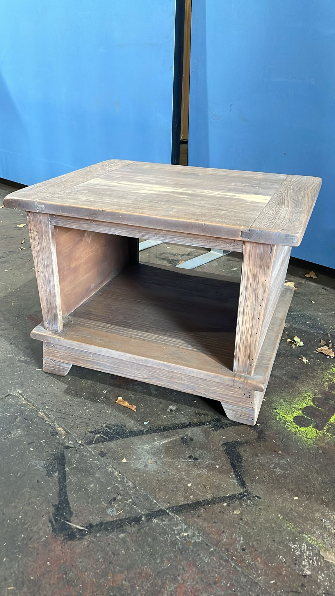 Rustic Solid Wood Coffee Table with Lower Shelf