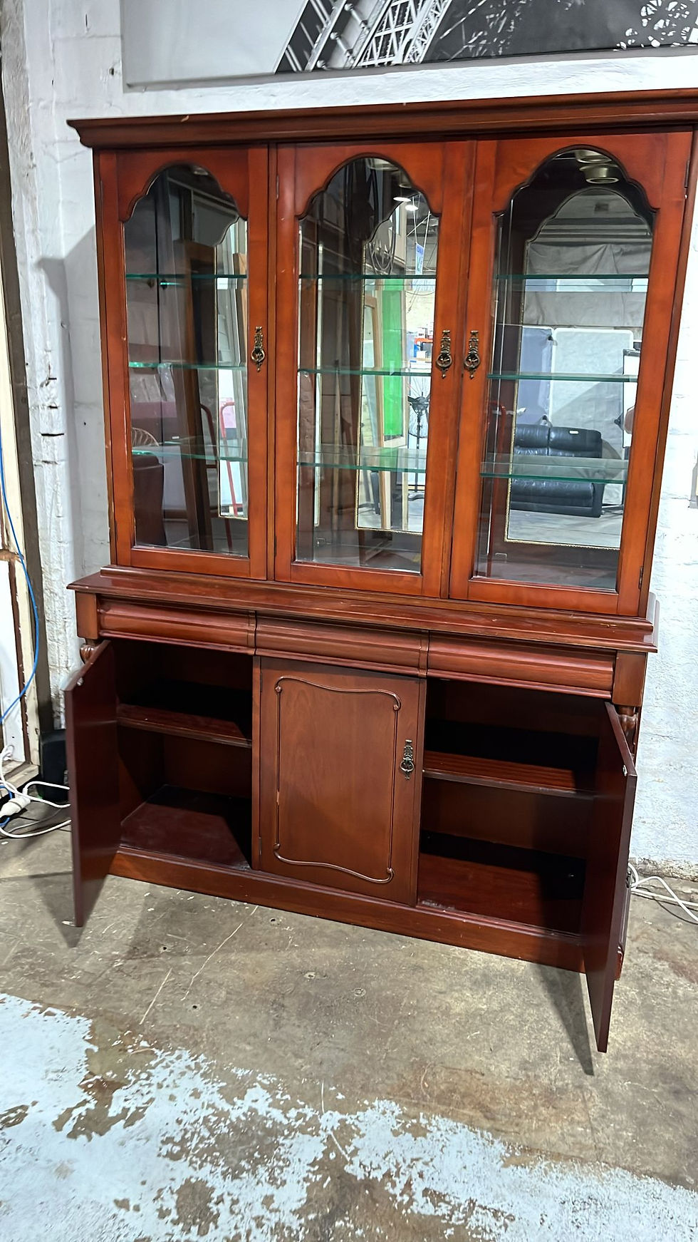 Thumbnail: Vintage Timber Display Hutch / Buffet Cabinet